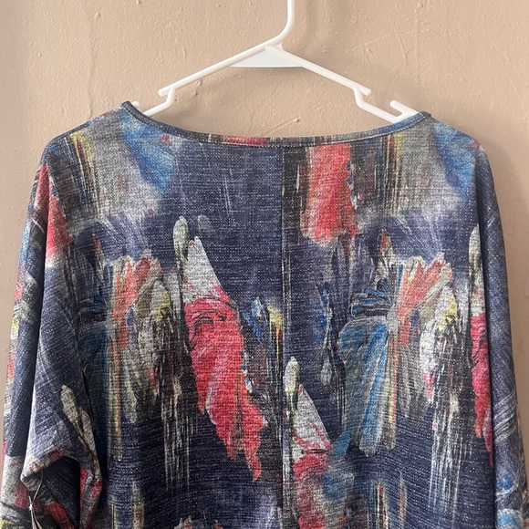🏷️ 🆕 🎉 nwt! • multicolor abstract metallic knit floral scoop neck top - Picture 12 of 17